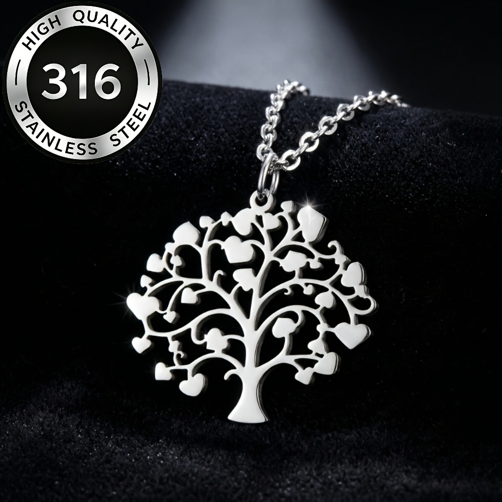 Hollow Heart-Shaped Tree of Life Pendant Necklace